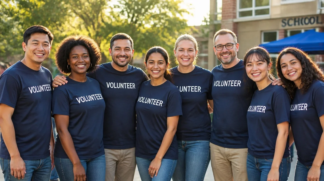 Group of diverse volunteers smiling