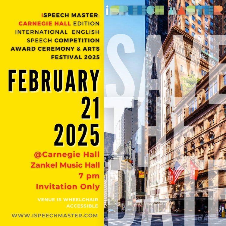 iSpeechMaster Carnegie Hall Edition 2025 event poster