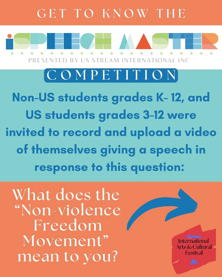 Get to know the iSpeechMaster Competition — students record and upload a speech video answering: What does the Non-violence Freedom Movement mean to you?